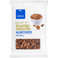 Value Roasted Unsalted Almonds 400g