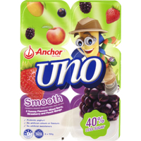 Anchor Uno Smooth Berry Strawberry Peach Mango Yoghurt 6pk