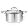 SOGA 28cm Stainless Steel Soup Pot Stock Cooking Stockpot Heavy Duty Thick Bottom with Glass Lid - CasseroleTRISPE28