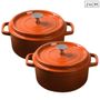 SOGA 2X Cast Iron 24cm Enamel Porcelain Stewpot Casserole Stew Cooking Pot With Lid Stewpot24cmX2
