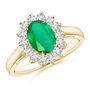 Angara Australia Princess Diana Inspired Emerald Ring with Diamond Halo 14K Gold/Emerald Yellow Gold/Medium Green SR0169E1YG1A18x6