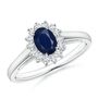 Angara Australia Princess Diana Inspired Blue Sapphire Ring with Diamond Halo 10K Gold/Blue Sapphire White Gold/Dark Blue