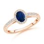 Angara Australia Classic Oval Blue Sapphire Halo Ring with Diamond Accents 14K Gold/Blue Sapphire Rose Gold/Dark to Medium
