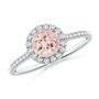 Angara Australia Round Morganite Halo Ring with Diamond Accents 10K Gold/Morganite White Gold/Light Peach SR0717MGD1WGT1AA16