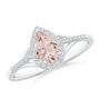 Angara Australia Pear-Shaped Morganite Ring with Diamond Halo 14K Gold/Morganite White Gold/Very Light Peach SR1262MGD1WG1A17x5