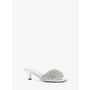 MK Amal Crystal Embellished Metallic Leather Kitten Heel - Silver - Michael Kors
