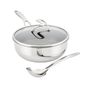 Circulon SteelShield C-Series Tri-Ply Clad Nonstick Chef Pan with Lid and Cooking Utensil Set, 3-Piece, Silver - Silver