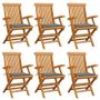 NNEVL Garden Chairs with Grey Cushions 6 pcs Solid Teak Wood