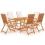 NNEVL 7 Piece Garden Dining Set with Cushions Solid Teak Wood 3059544
