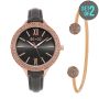 SO&CO New York Women's Soho Genuine Leather Strap Watch - Dark Brown