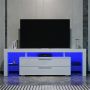 Elegantshowers 1600mm 16 Colors LED TV Entertainment Storage Unit White with 2 Vertical Drawers White 1600
