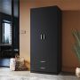 Elegantshowers ELEGANT 2 Door 2 Drawers Wardrobe 180cm Multi-purpose Cabinet Black