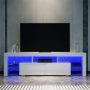 Elegantshowers 1600mm 16 Colors LED TV Entertainment Storage Unit White with 2 Horizontal Drawers White 1600
