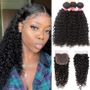 Julia Human Hair 3 Bundles Virgin Indian Remy Jerry Curly Hair With Lace Closure