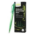 Icon 1.0mm Ballpoint Retractable Pens Green - 10 Pack FR00313 IBPRGRN10