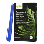 Icon Blue Pen Style Permanent Marker - 12 Pack FR00326 IPMFBLUE