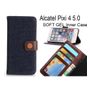 Alcatel Pixi 4 5.0 case ultra slim retro jeans wallet case