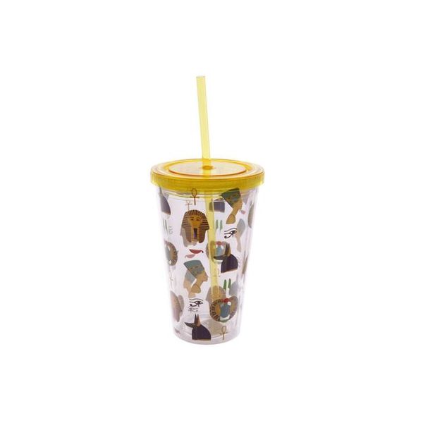 Funky Egyptian Double Walled Cup with Lid and Straw NZ Prices PriceMe