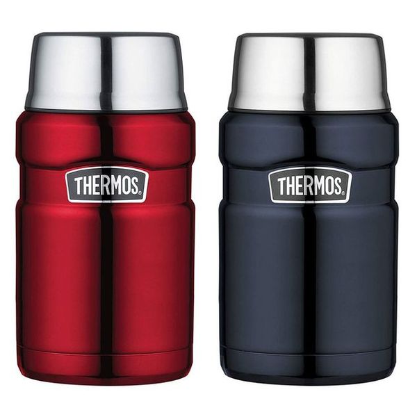 Thermos 2pc 710ml Vacuum Insulated Stainless Steel King Food Jar/Flask Blue/Red In Foodwrap