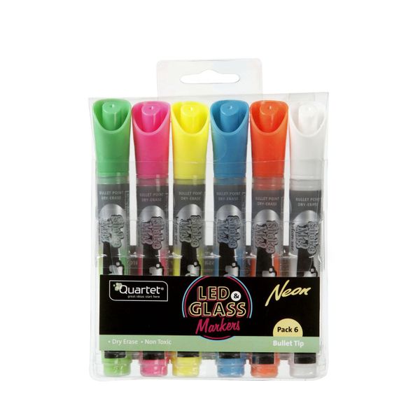 Quartet Neon Whiteboard & Glass Markers 6 Pack NZ Prices PriceMe