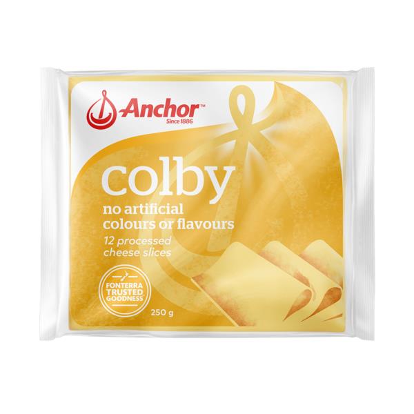 Anchor Cheese Slices Processed Colby 250g
