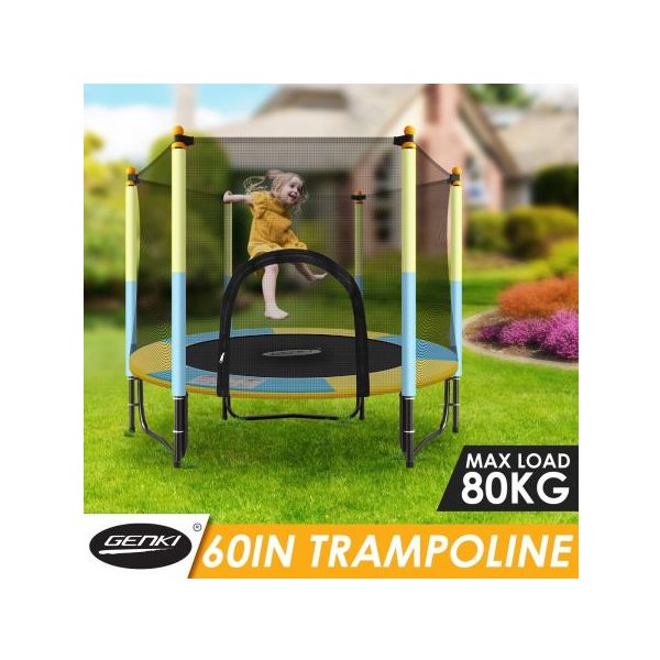 Genki 60" Round Kids Trampoline Indoor Outdoor Rebounder w/Safety
