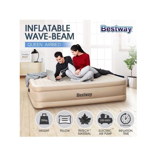 Bestway Queen Size Air Bed Inflatable Mattress with Builtin Pump 69050