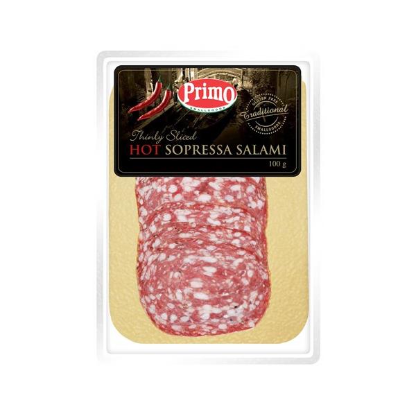 Primo Smallgoods Salami Sliced Sopressa Hot 100g