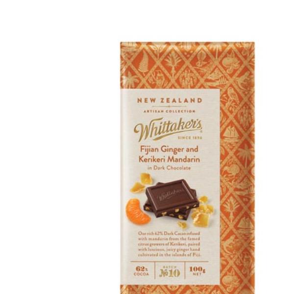 Whittakers Artisan Collection Chocolate Block Ginger & Mandarin Dark 100g