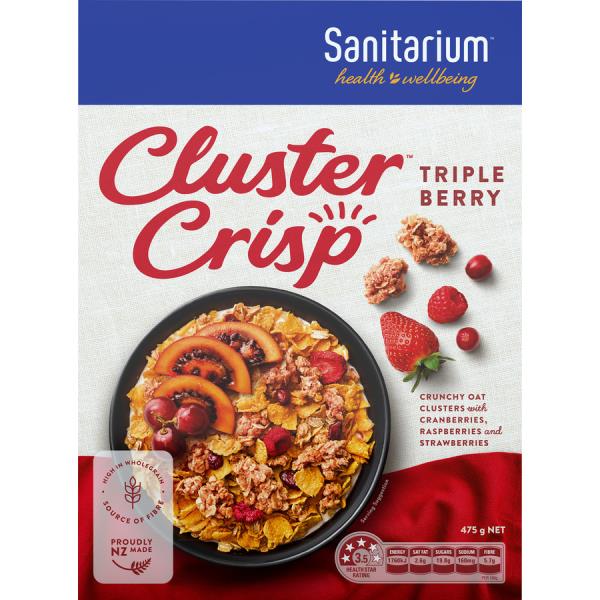 Sanitarium Cluster Crisp Cereal Triple Berry 475g