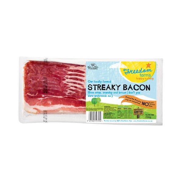 Freedom Farms Streaky Bacon Free Farmed 250g