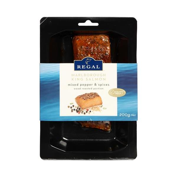 Regal Smoked Salmon Portions Mixed Peppers 200g