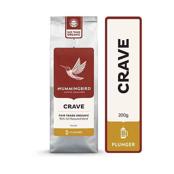 Hummingbird Crave Organic Plunger Grind Coffee 200g