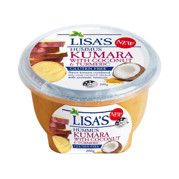 Lisas Hummus Kumara Coconut & Turmeric 200g
