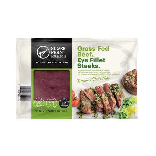 Silver Fern Farms Grass-Fed Beef Eye Fillet Steaks 300g