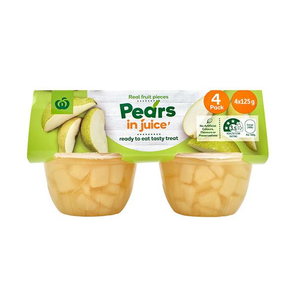 Countdown Fruit Snack Pears In Juice 500g (125g x 4pk)