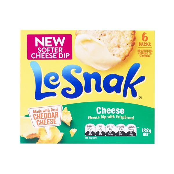 Le Snak Crackers N Dip Cheese 132g (22g x 6pk)