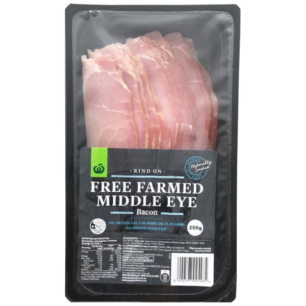 Countdown Middle Eye Bacon Rind On Free Farmed 250g