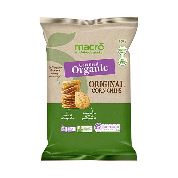 Macro Organic Corn Chips Natural 200g