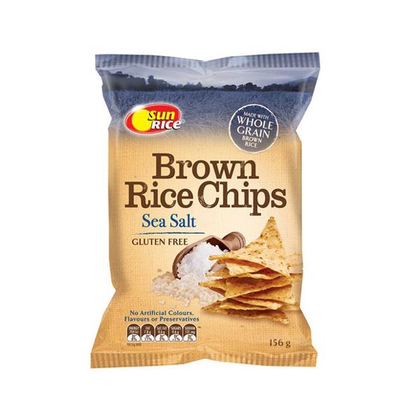 Sun Rice Brown Rice Chips Rice Snacks Sea Salt & Olive Oil 156g