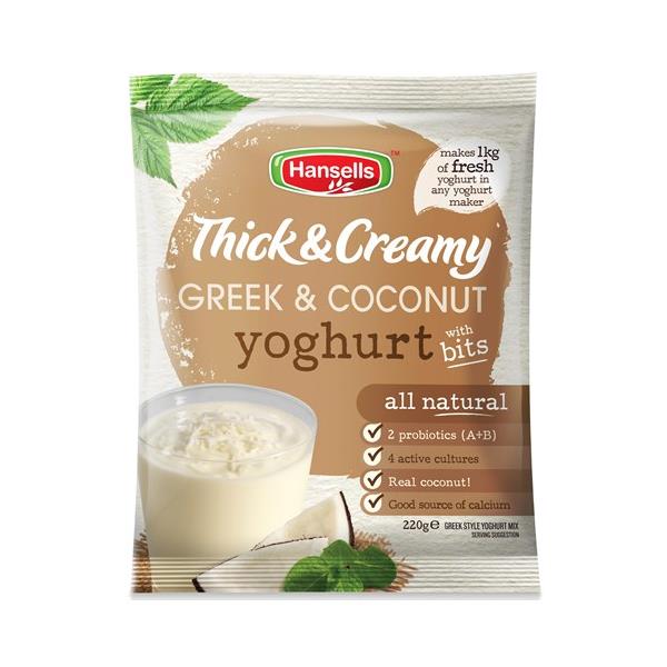 Hansells Thick & Creamy Yoghurt Base Greek & Coconut 220g