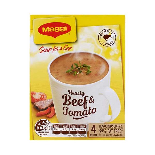 Maggi Soup For A Cup Instant Soup Hearty Beef & Tomato 62g 4 serve