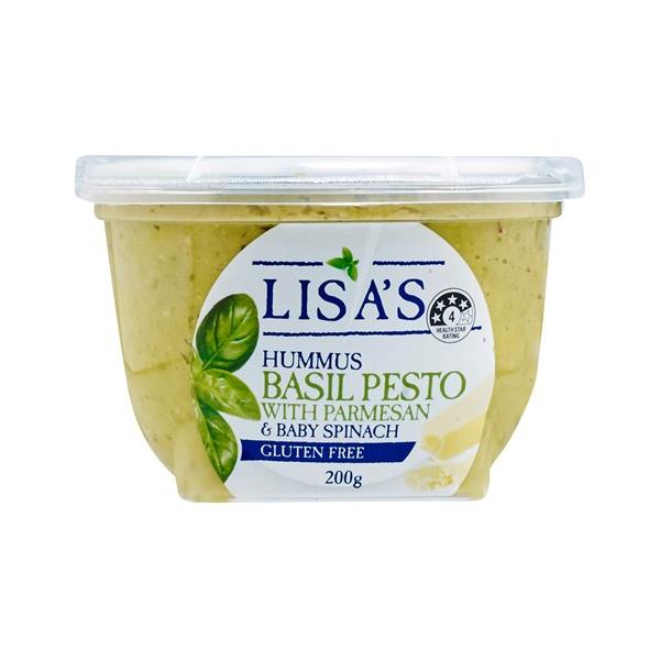 Lisa's Hummus Basil Pesto Parmesan & Spinach 200g