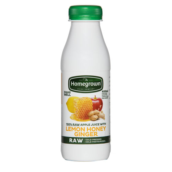 Homegrown Chilled Juice Lemon Honey & Ginger single bottle 400ml
