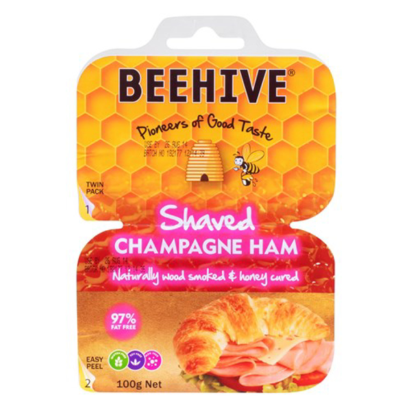 Beehive Ham Shaved Champagne 97% Fat Free prepacked 2 x 50g