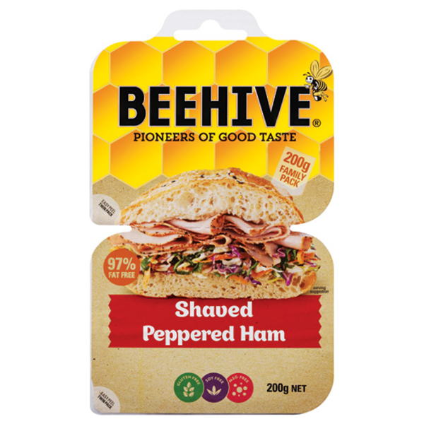 Beehive Ham Shaved Peppered 200g