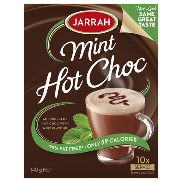 Jarrah Drinking Chocolate Choc Mint 140g boxed 10 stick sachets