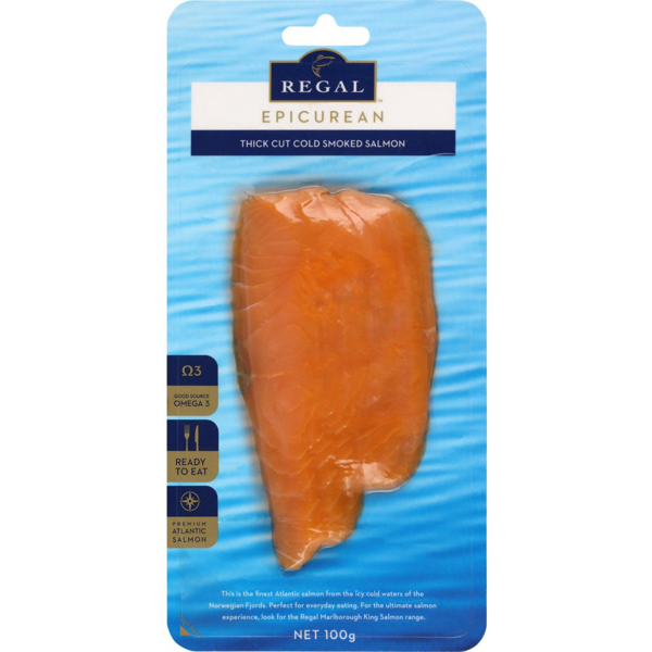 Regal Epicurean Smoked Salmon Cold Smoked Thick Natural 100g