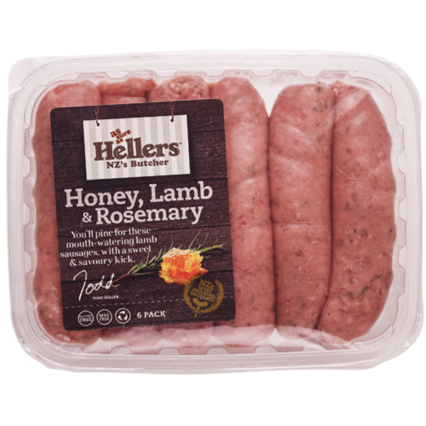 Hellers Honey Lamb & Rosemary Sausages 480g (6pk)