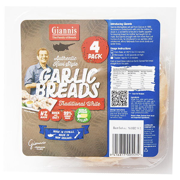 Giannis Garlic Flat Bread 4ea